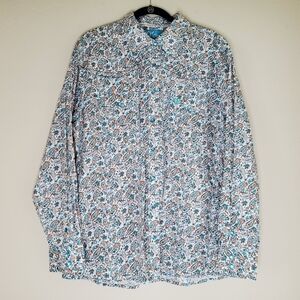 Cowgirl Hardware womens size XL button up shirt turquoise paisley rhinestones